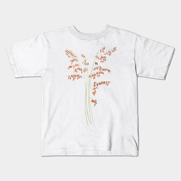 smooth brome grass seed head watercolor Kids T-Shirt by colorandcolor